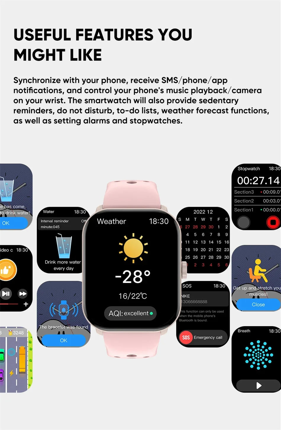 Đồng hồ thông minh 2025 AMOLED GPS cho IOS Huawei Xiaomi