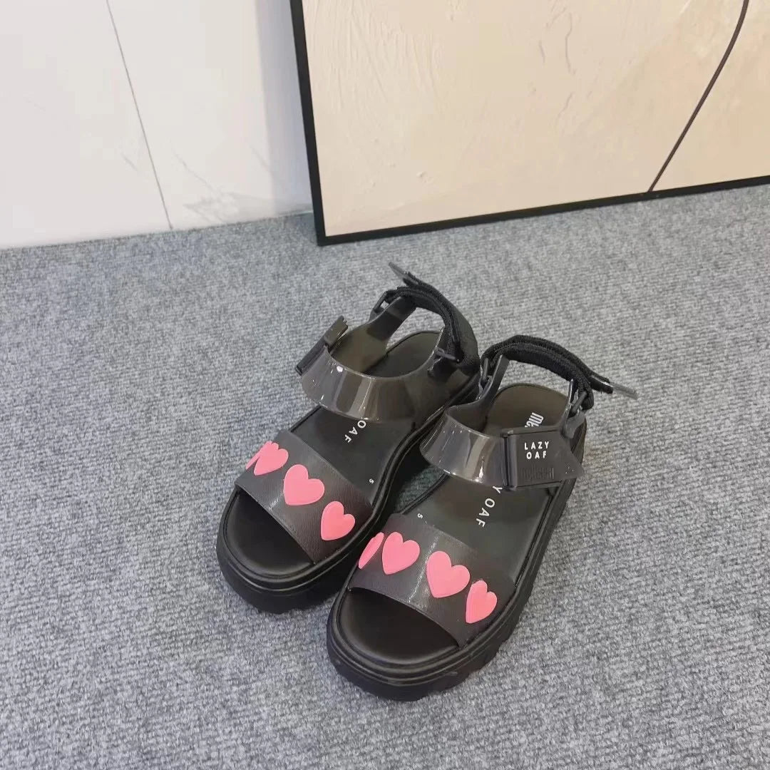 Sandal Nữ Mini Melissa 2025 Sóng Hoa Tim Retro