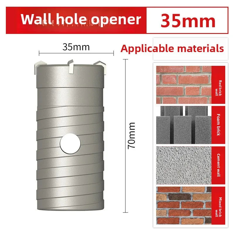 Wall hole opener drill bit impact drill set for drilling brick walls, air conditioning, concrete, and expanding water pipes.