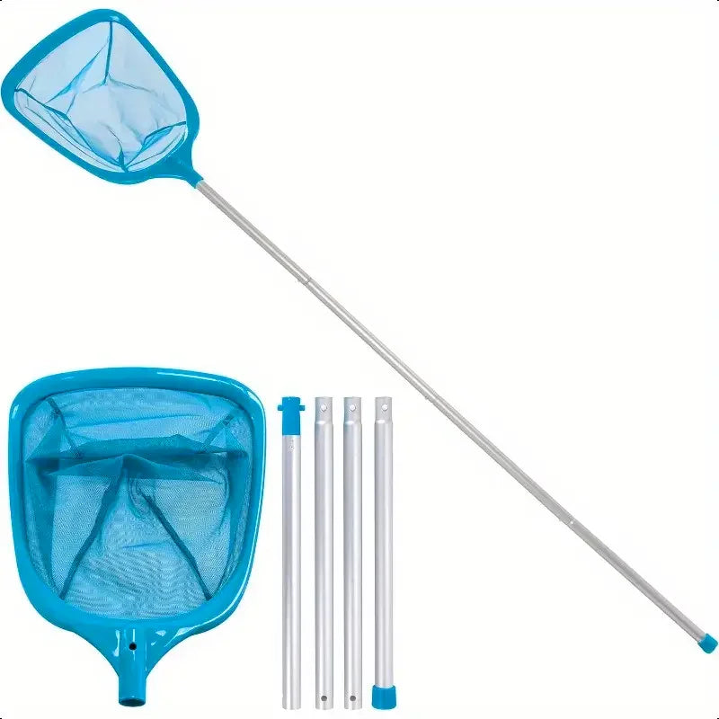 Metal Pole Pool Leaf Skimmer Net - Durable Rake for Fine Debris in Inground/Above Ground Pools, Spas, Hot Tubs