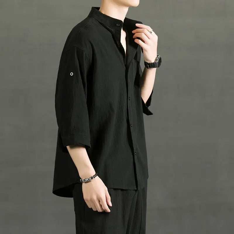 Áo Sơ Mi Trắng Nam Linen Cotton Ngắn Tay Thời Trang - Daisan Mart