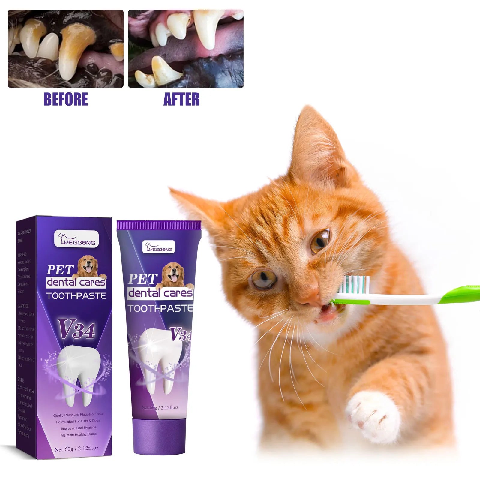 Pet Toothpaste Cat Oral Cleaning Deodorant Breath Freshener Prevent Calculus Tartar Halitosis Cleaning Pet Teeth Cleaner Paste - Daisan Mart