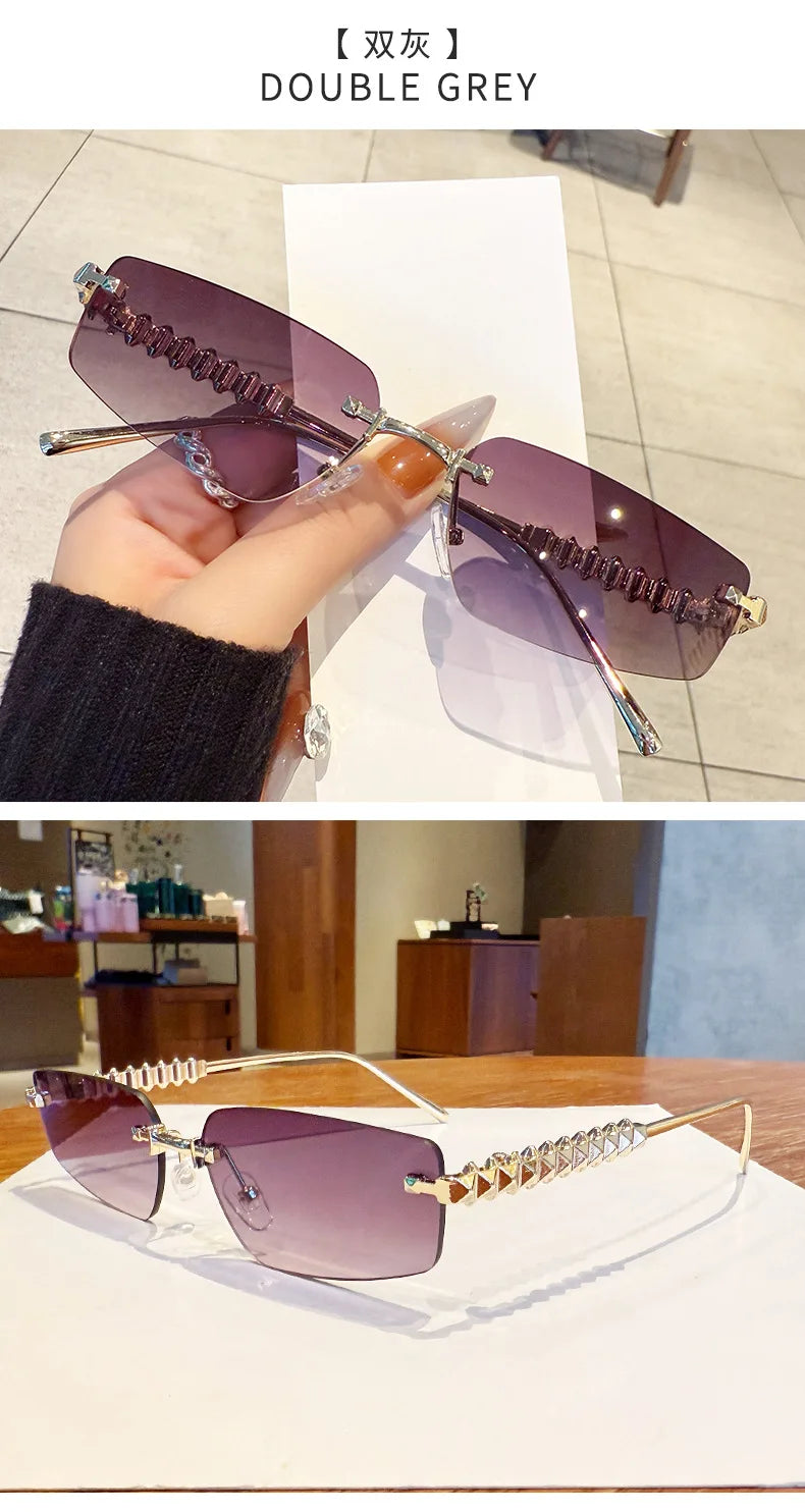 Kính Râm Thời Trang Không Viền 2025 Cho Nữ