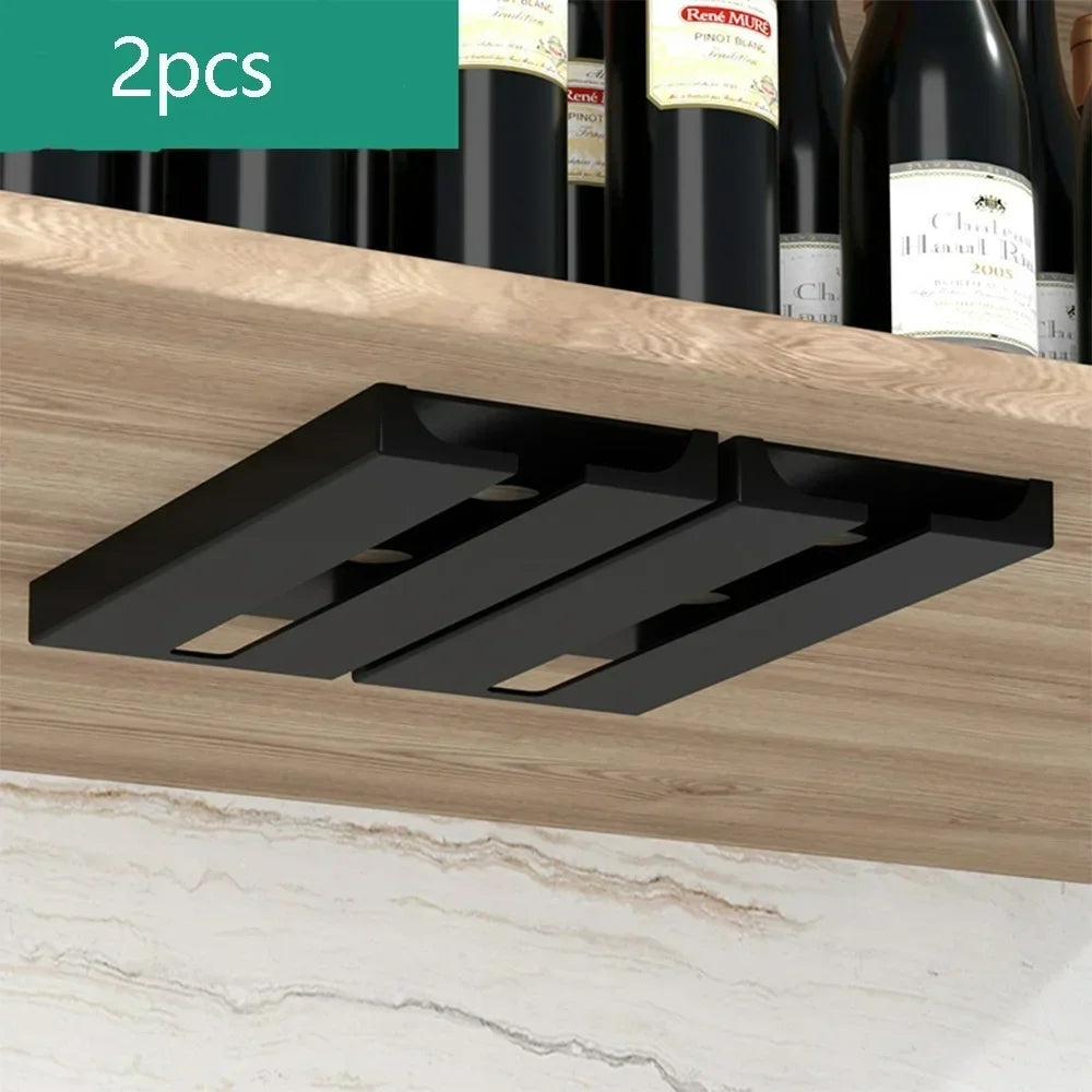 Kitchen Cabinet Hanging Holder Shelf Free Punching Holder Wine Glass Rack Multi-Function Goblet Classification up Organizer - Daisan Mart