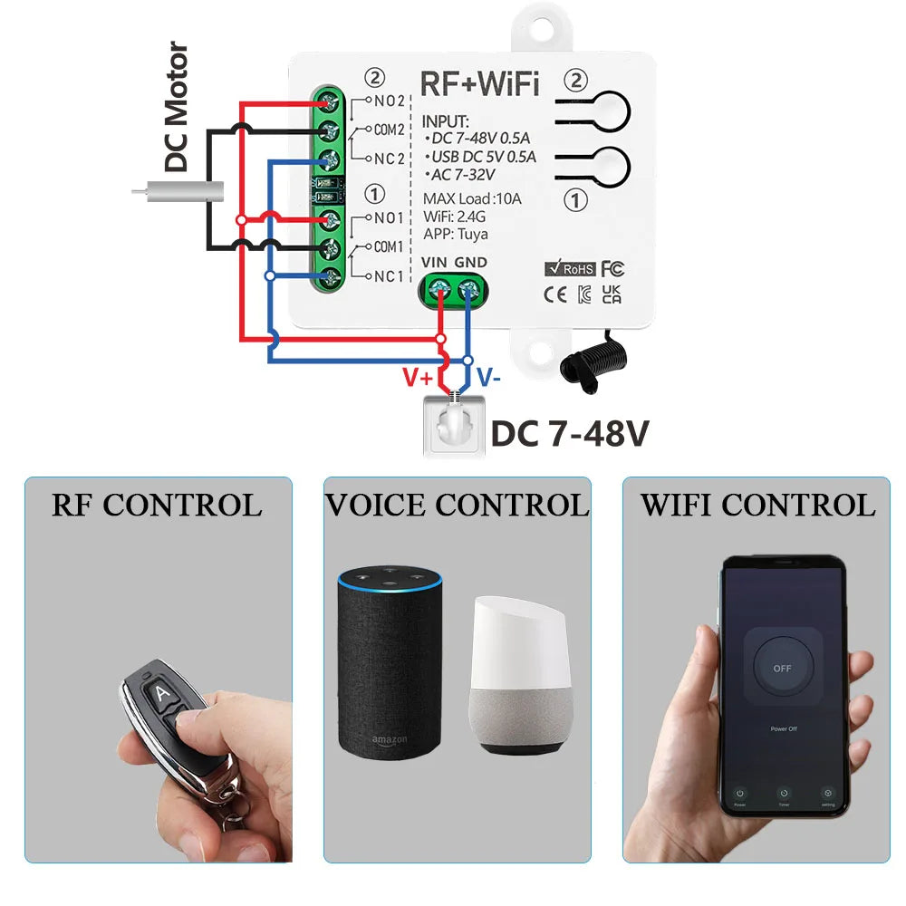 Tuya Smart Switch 5V-48V Remote Control 