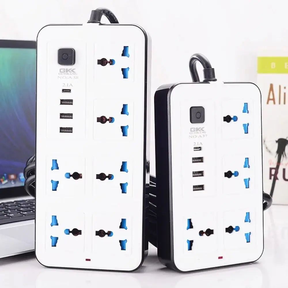 Ổ Cắm Đa Năng 2m, 4 Cổng USB, EU/US/UK, Sạc Nhanh