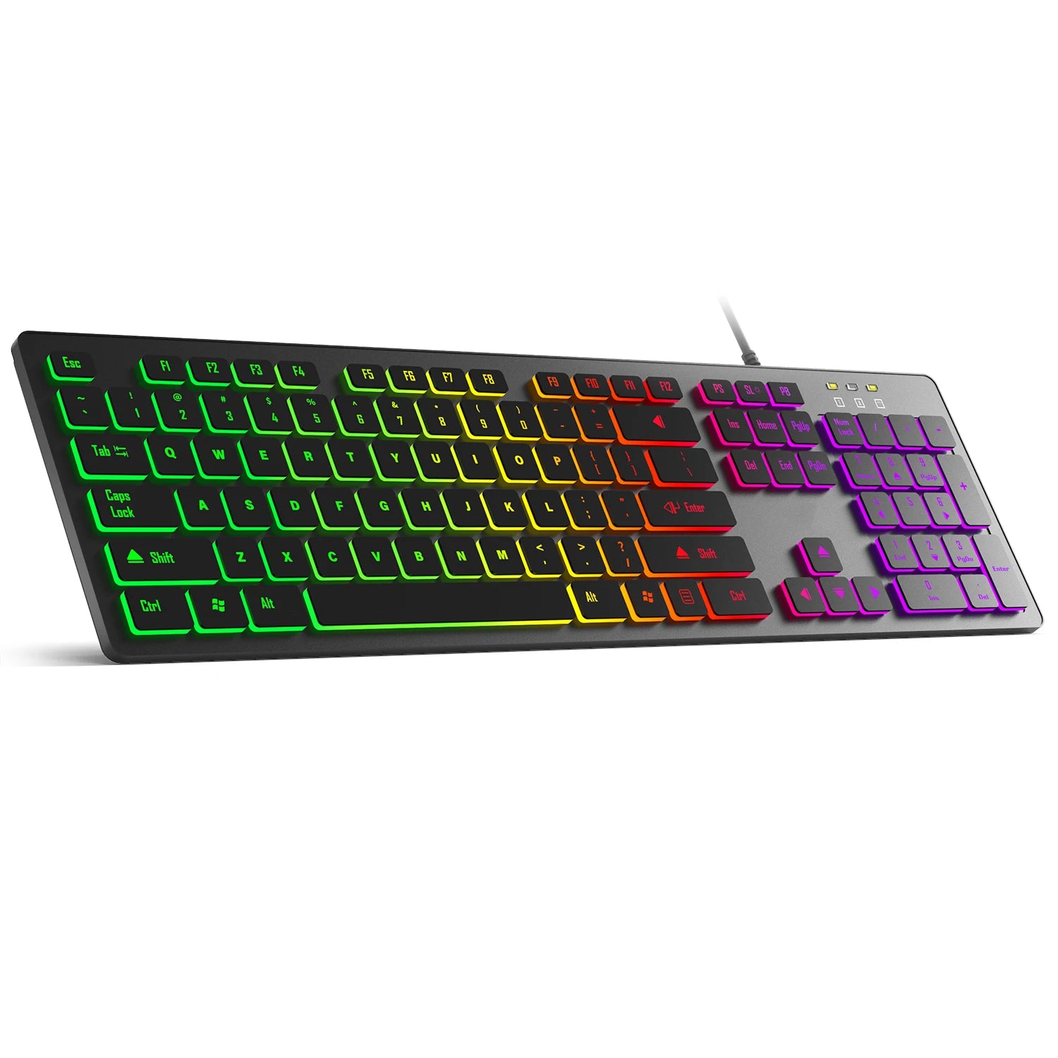 Wired RGB Gaming Mechanical Keyboard, LED Lights, Super Quiet