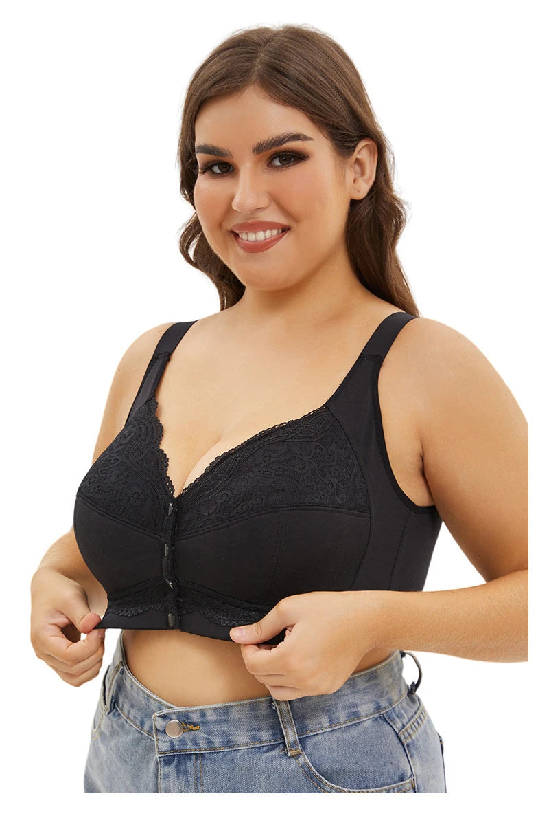 Large size AG lace bra, push-up bra, no underwire, front closure