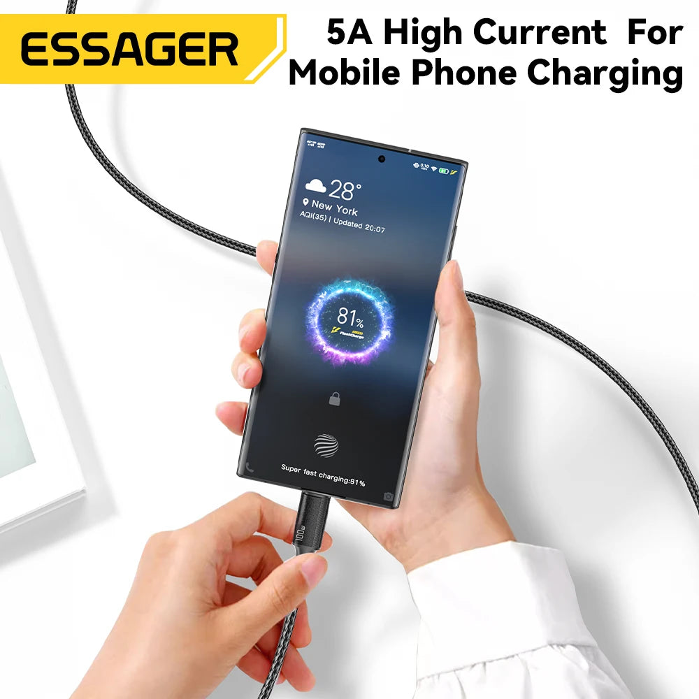 Cáp Sạc Nhanh Type-C 100W Essager Cho MacBook, iPhone 15 - Daisan Mart