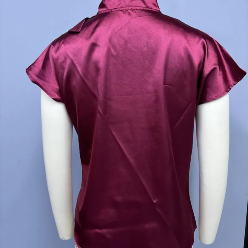 Áo Sơ Mi Nữ Lụa Satin Nơ Thời Trang Hè Dáng Đẹp