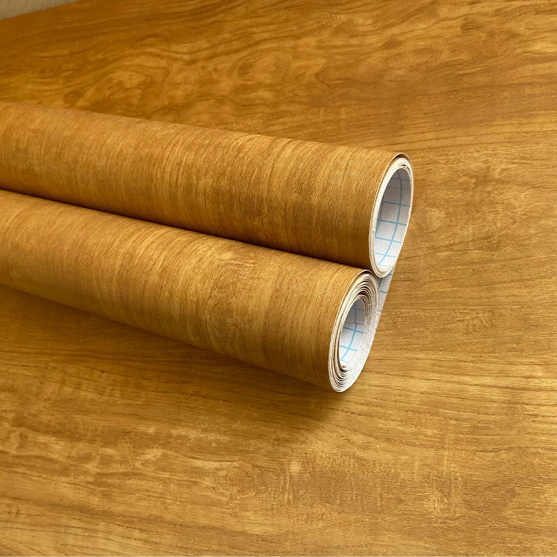 Wood Grain Home Decor Furniture Waterproof Vinyl Wall Sticker Self Adhesive PVC Wallpaper Kitchen Cabinet Door Sticker