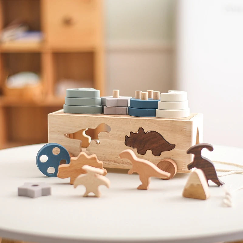 Ô tô Khủng Long Gỗ Thông Minh Đa Năng Montessori - Daisan Mart