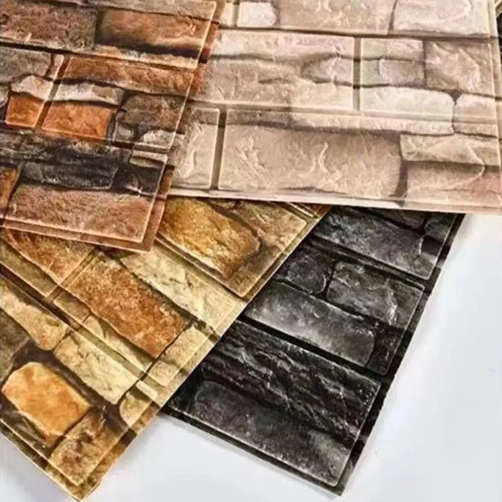 Giấy Dán Tường 3D Giả Gạch Chống Thấm Tự Dán
