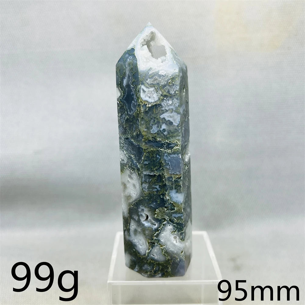 Natural Moss Agate Tower - Super Energy