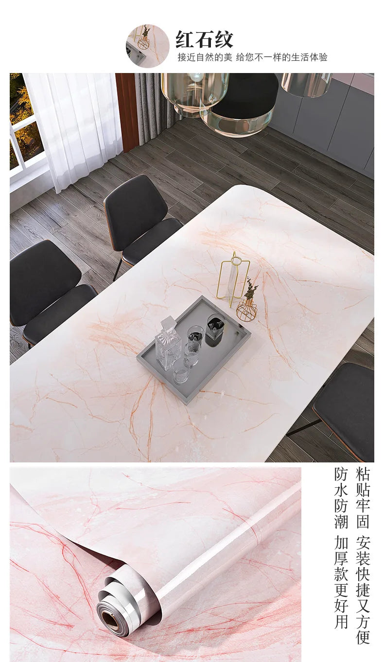 60cm Marble Vinyl Film Self Adhesive Wallpaper Bathroom Kitchen Cupboard Countertops Contact Paper PVC Waterproof Wall Stickers