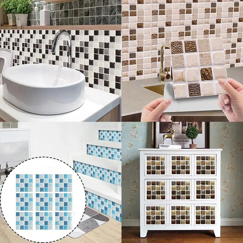 Crystal Tile Sticker 3D Wall Sticker Self-adhesive Supplies DIY Waterproof Items Classic Home Decor Small Practical Paster