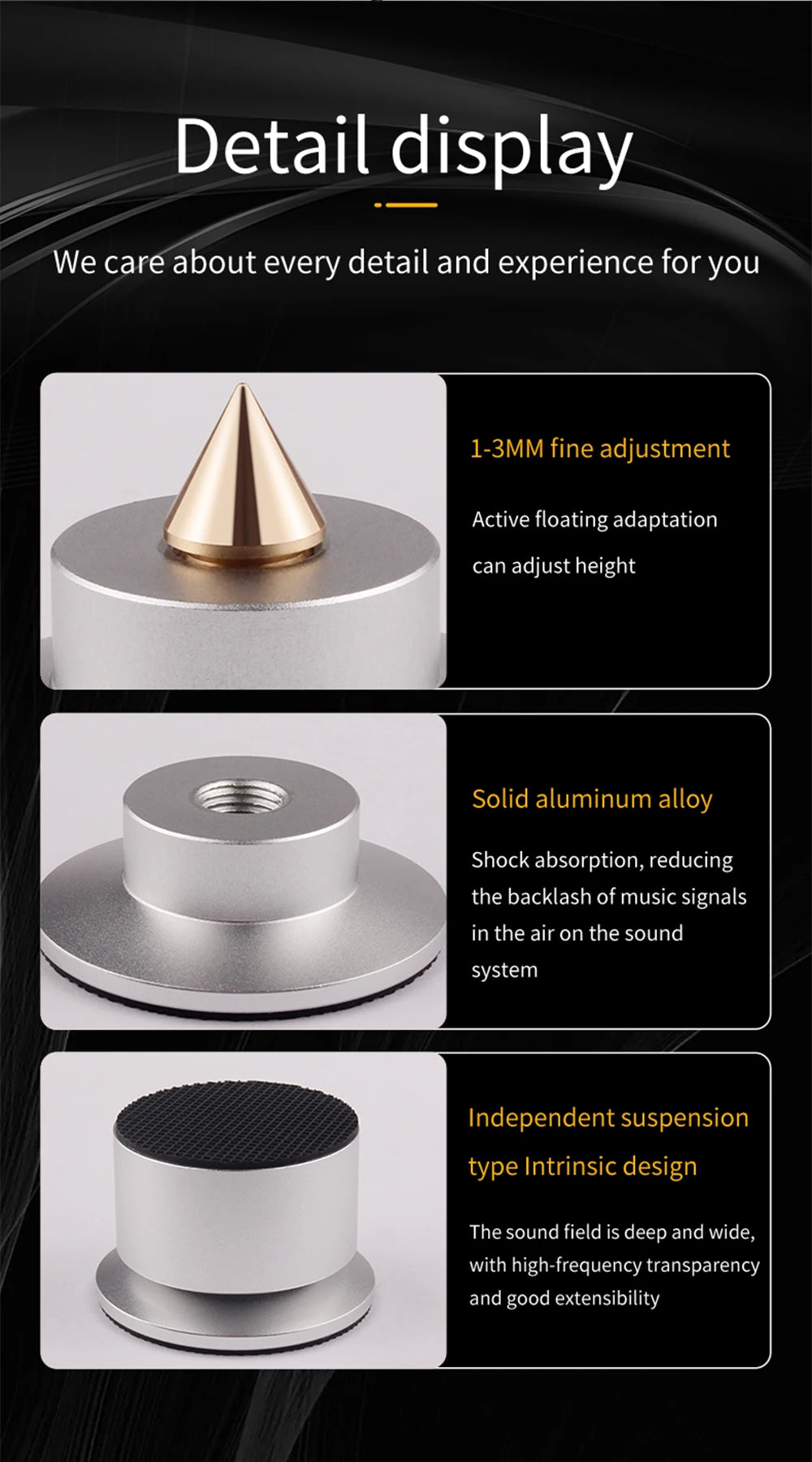 Chân Đế Nhôm Chống Rung Cao Cấp Cho Amply & Loa