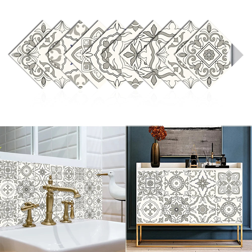 10 Pieces PVC Blue Gray Brick Wall Stickers