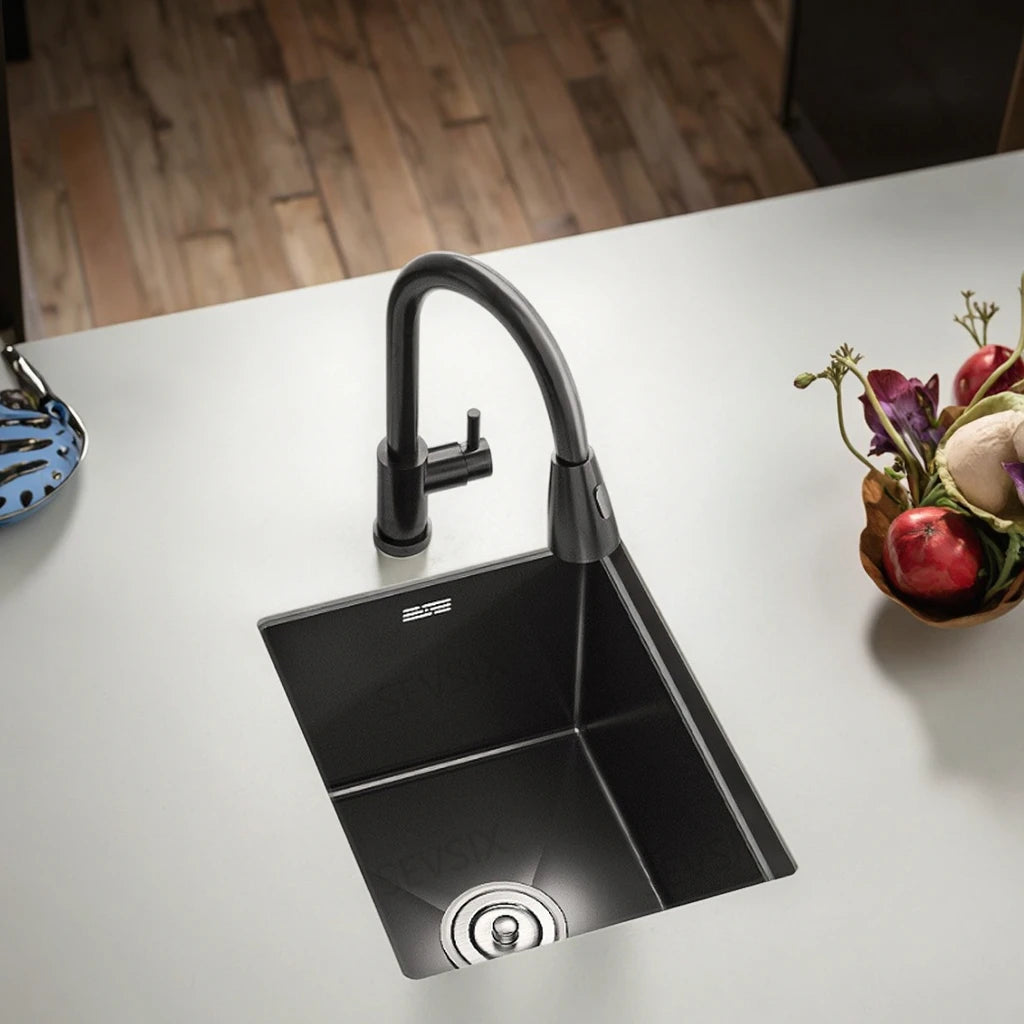 304 stainless steel Kitchen handmade small sink, single sink, vegetable washing basin, under counter, island counter, water bar - Daisan Mart