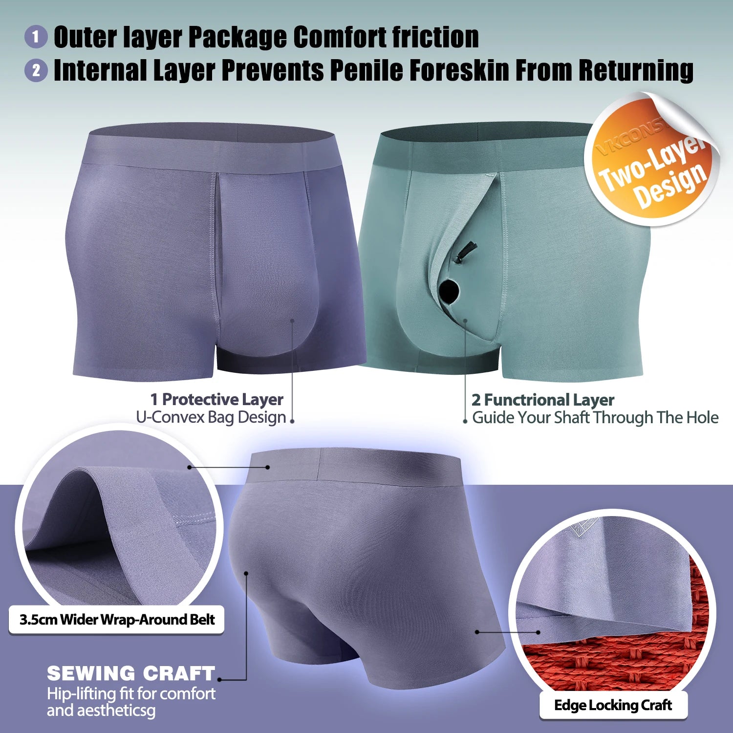 Men's Breathable Pouch Underwear Supports Phimosis Treatment