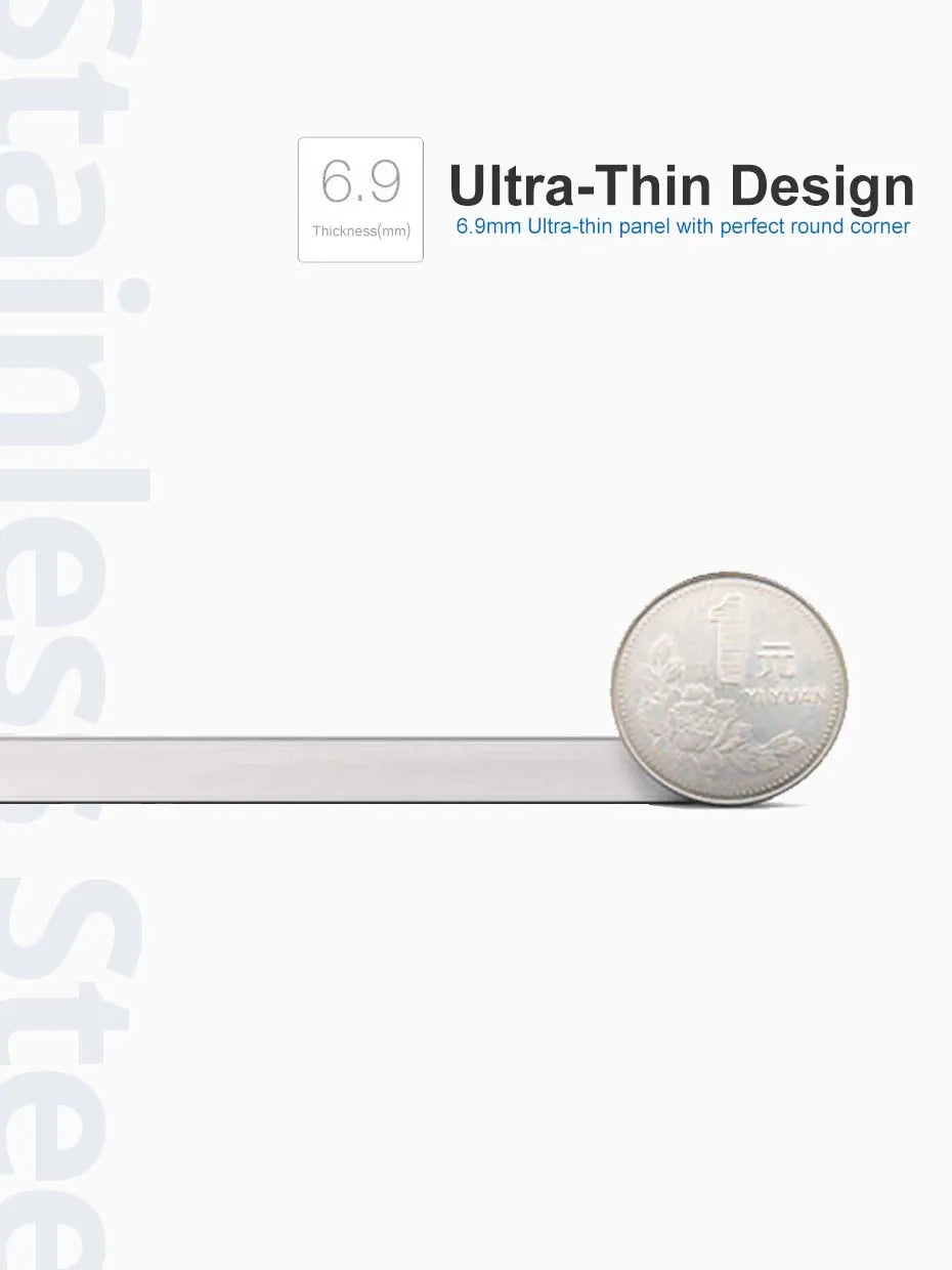 Công tắc đèn âm tường 2 chiều, thép không gỉ, LED.