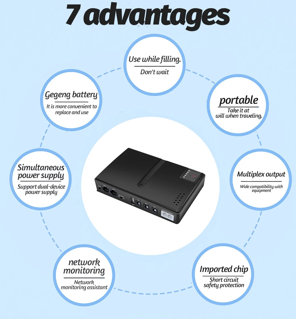 Mini Multi-Function UPS: 5V 9V 12V Power Backup For Devices