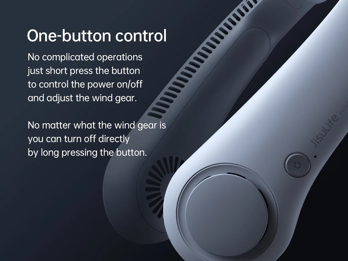 JISULIFE 5000mAh Neck Fan, 5 Speeds, Convenient