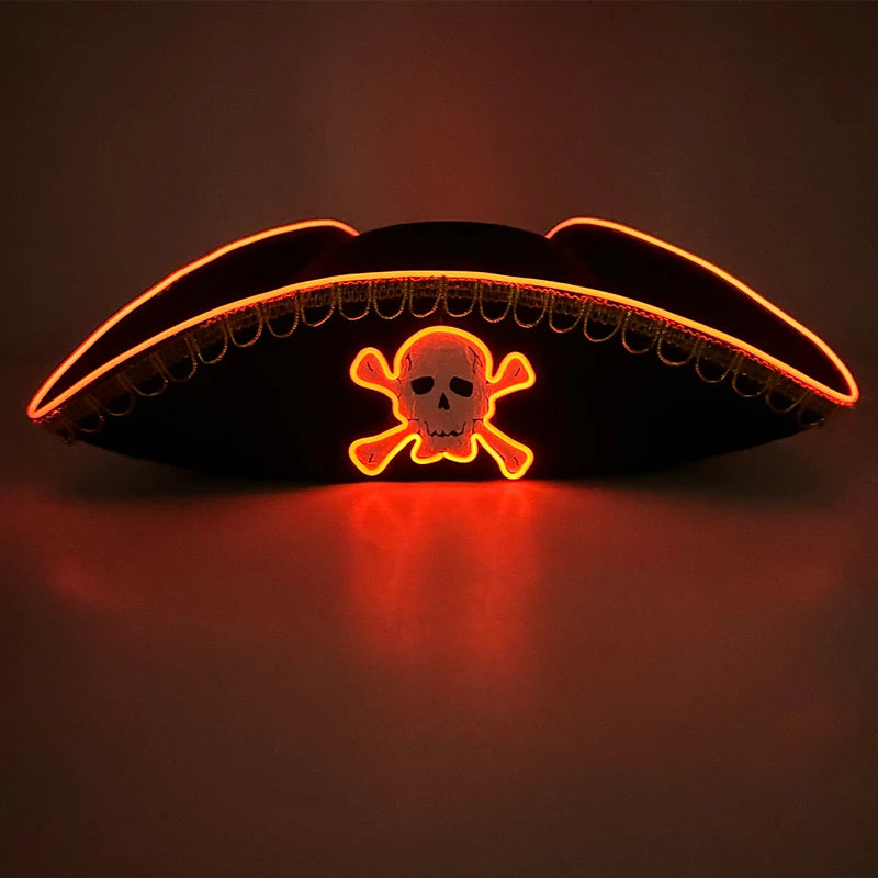 Halloween LED Light-Up Pirate Hat Skull Pattern