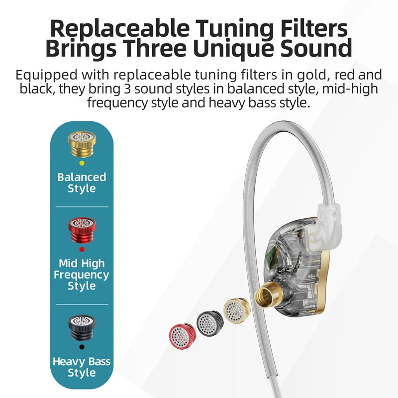 Rosewood Headphones NX7MK4 HIFI 7 Drivers Replace Sound Filter