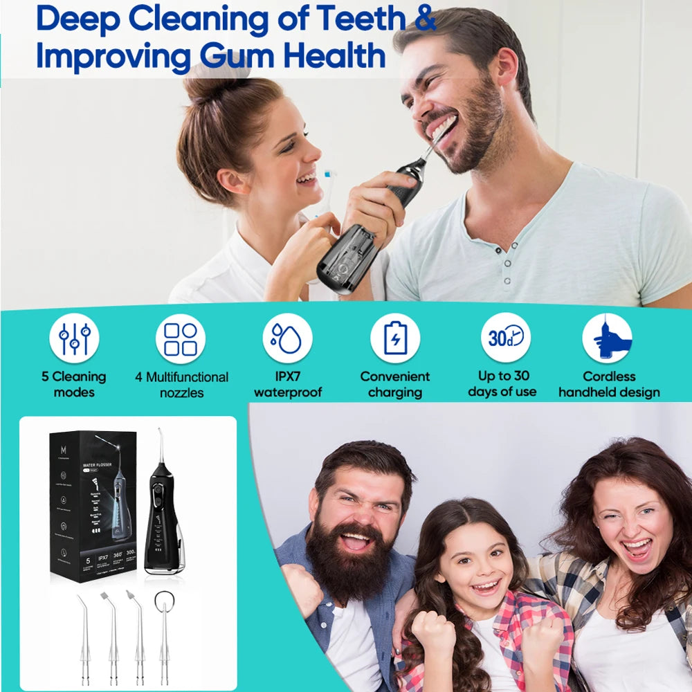 Máy Tăm Nước Xám Di Động 5 Chế Độ 360° Jet Vệ Sinh Răng - Daisan Mart