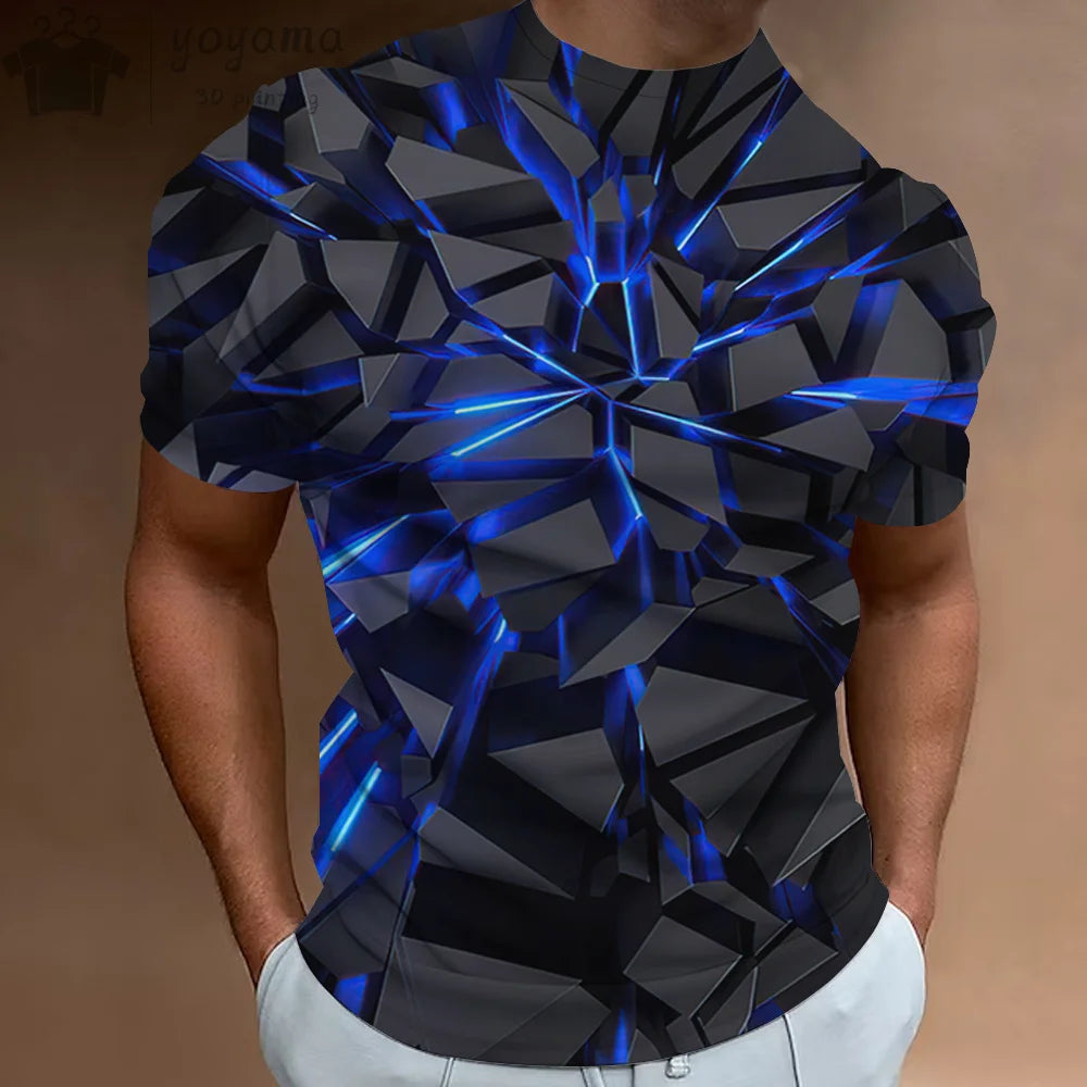 Men's Gym T-shirt with Dynamic Abstract Pattern Summer