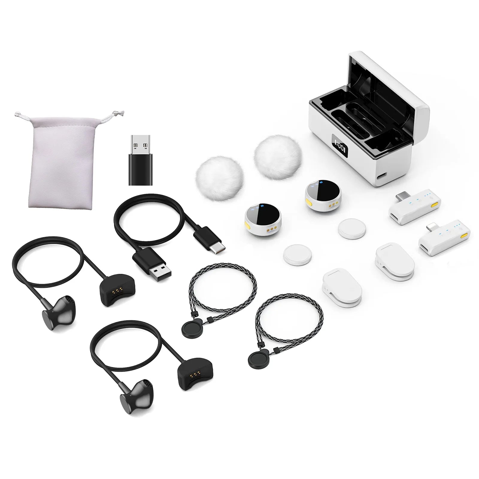 Wireless Lavalier Microphone with Noise Canceling Professional Magnetic Microphone for Studio Recording Interview Live Broadcast