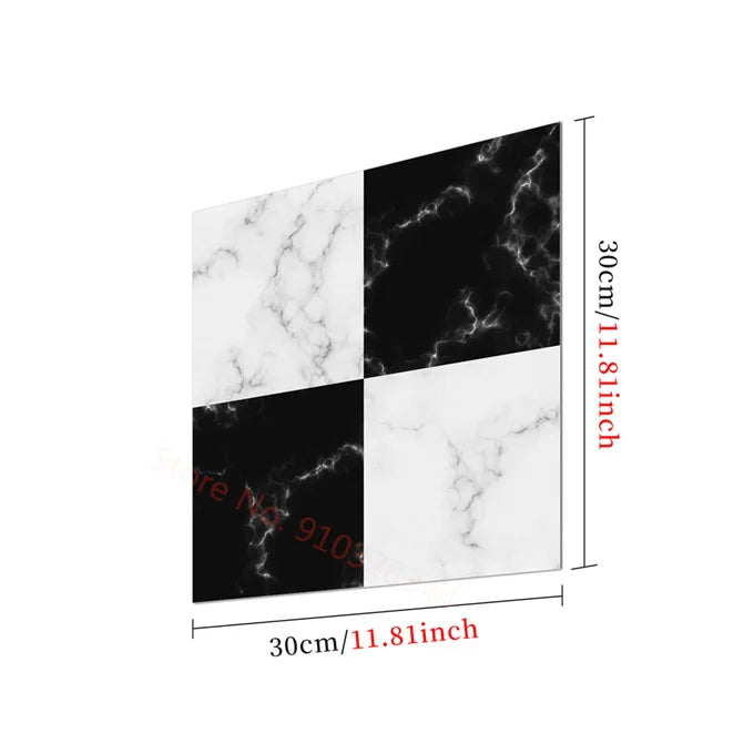 Black And White Mosaic Tiles Marble Texture Floor Sticker Kitchen Floor Renovation Decorative Stickers Self-adhesive Wallpaper