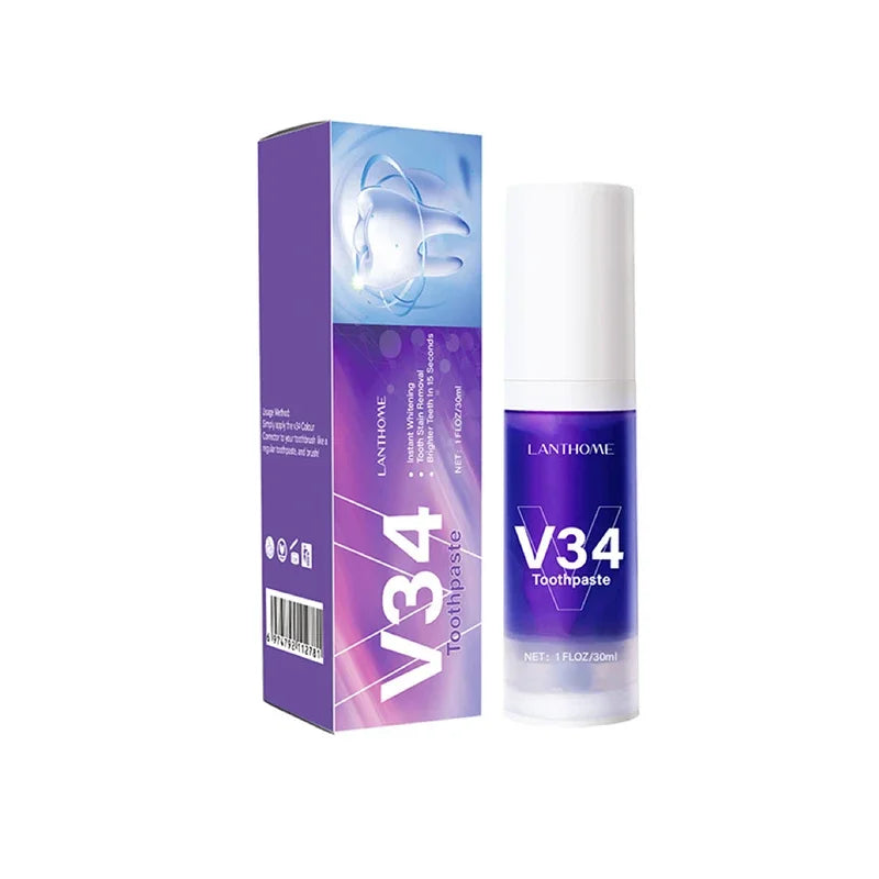 30ml V34 SmileKit Purple Toothpaste Removes Tartar Clean Oral Hygiene Fresh Breath Whitening Teeth Care Products - Daisan Mart