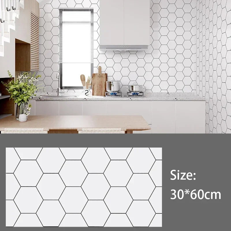 Imitation Ceramic Tile Wall Sticker Wallpaper Self-adhesive 3D Wall Decoration Bathroom Waterproof Marble Kitchen Wall Stickers
