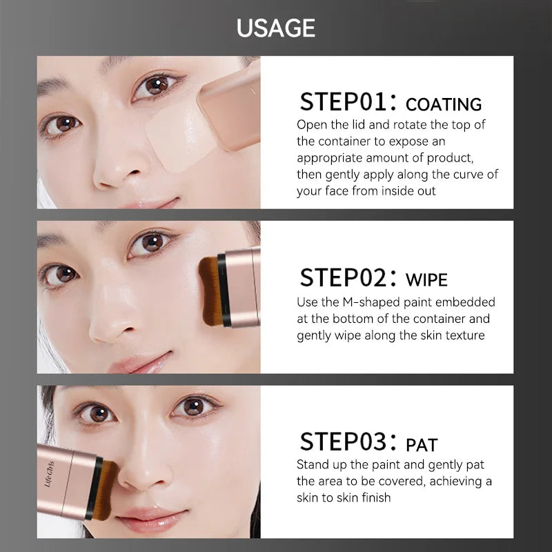 Kem Nền Dưỡng Ẩm Tự Nhiên 2 Đầu Xoay Kèm Cọ Chống Nước