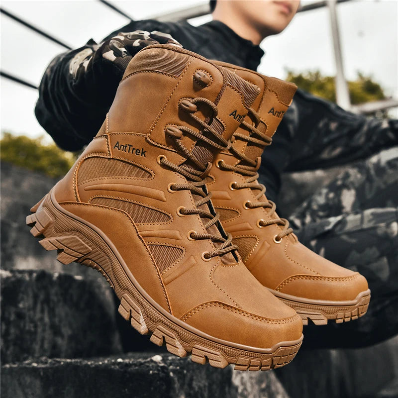 Men's Fashion Boots - Motocross Style High-Top Boots