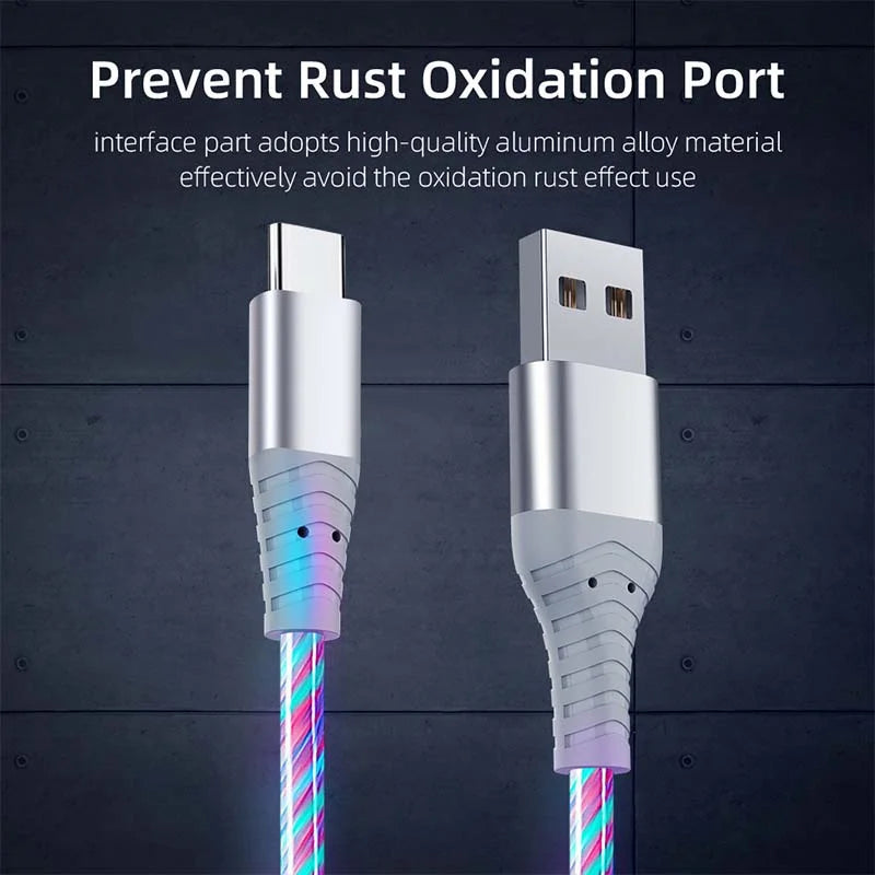 Multi-function Type C LED 3A Fast Charging Cable For Phones