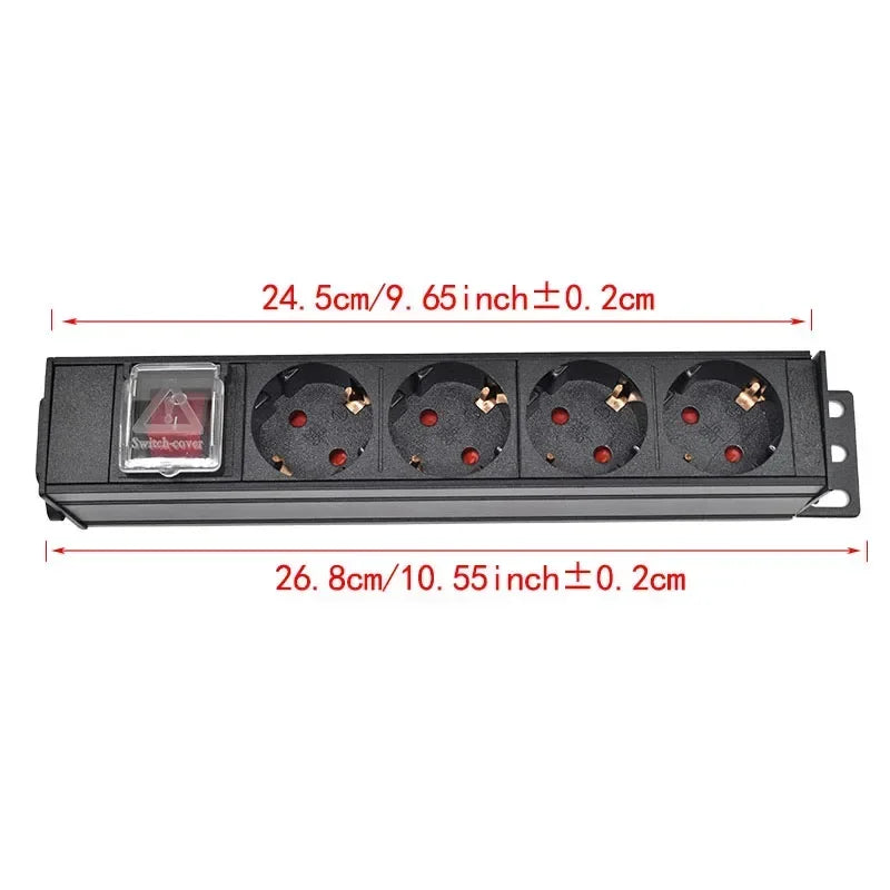 Ổ Cắm PDU Nhôm Tủ Điện 2-10 Ổ Chuẩn Đức Có Công Tắc - Daisan Mart