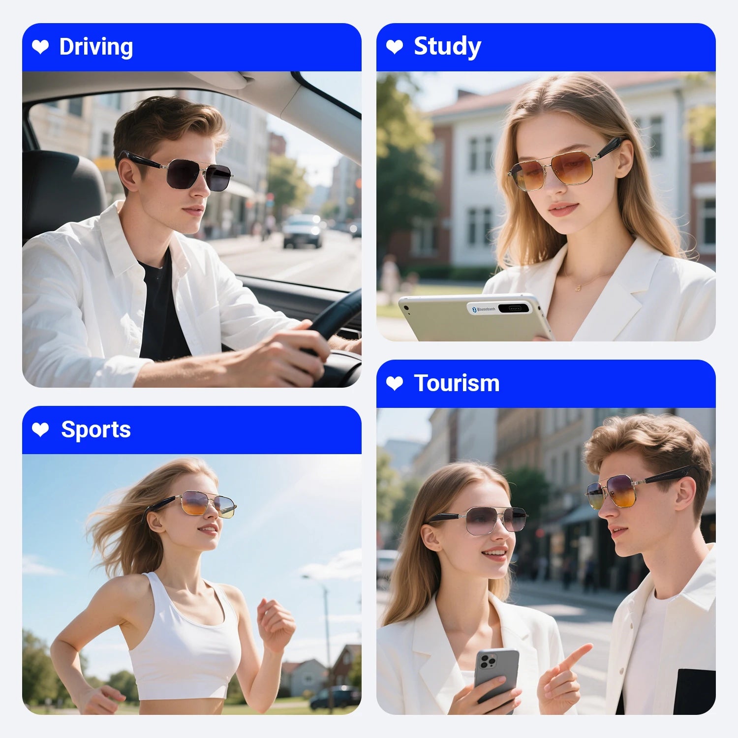 LIGE Ai Smart Bluetooth Glasses 100+Languages ​​Translation Real-time Q&amp;A BT5.4 Music UV Protection Smart Sunglasses for Men Women