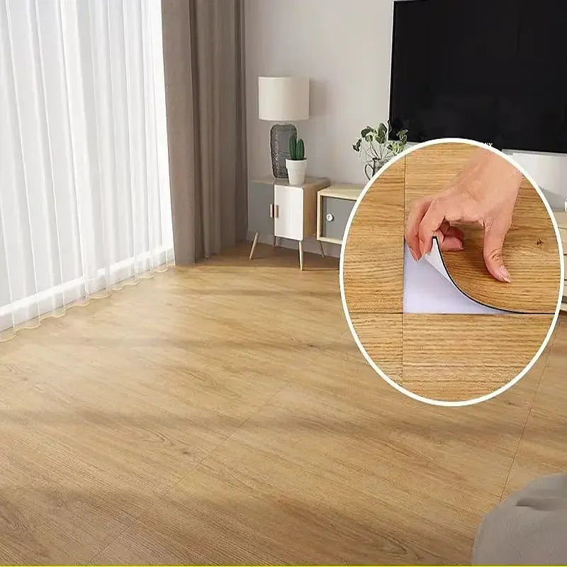 Wood Grain Self-adhesive Floor Sticker Peel &amp; Stick Removable Vinyl Wall Sticker for Office Living Room Bedroom Kitchen Bathroom
