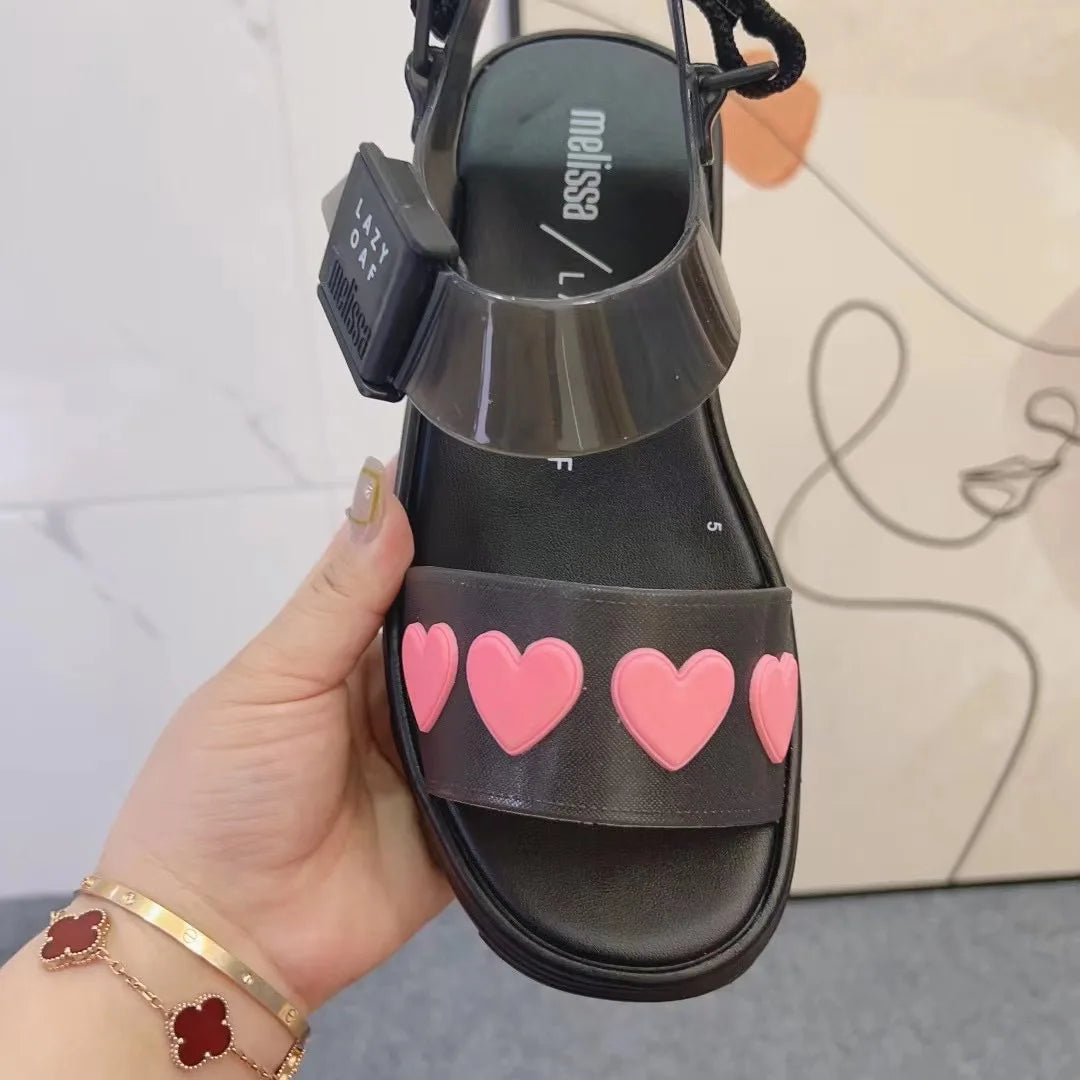Sandal Nữ Mini Melissa 2025 Sóng Hoa Tim Retro