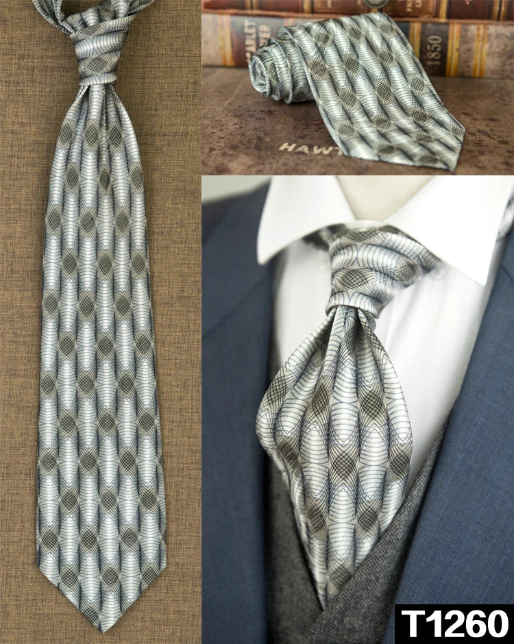 復古領帶，10厘米，100%真絲，抽象圖案