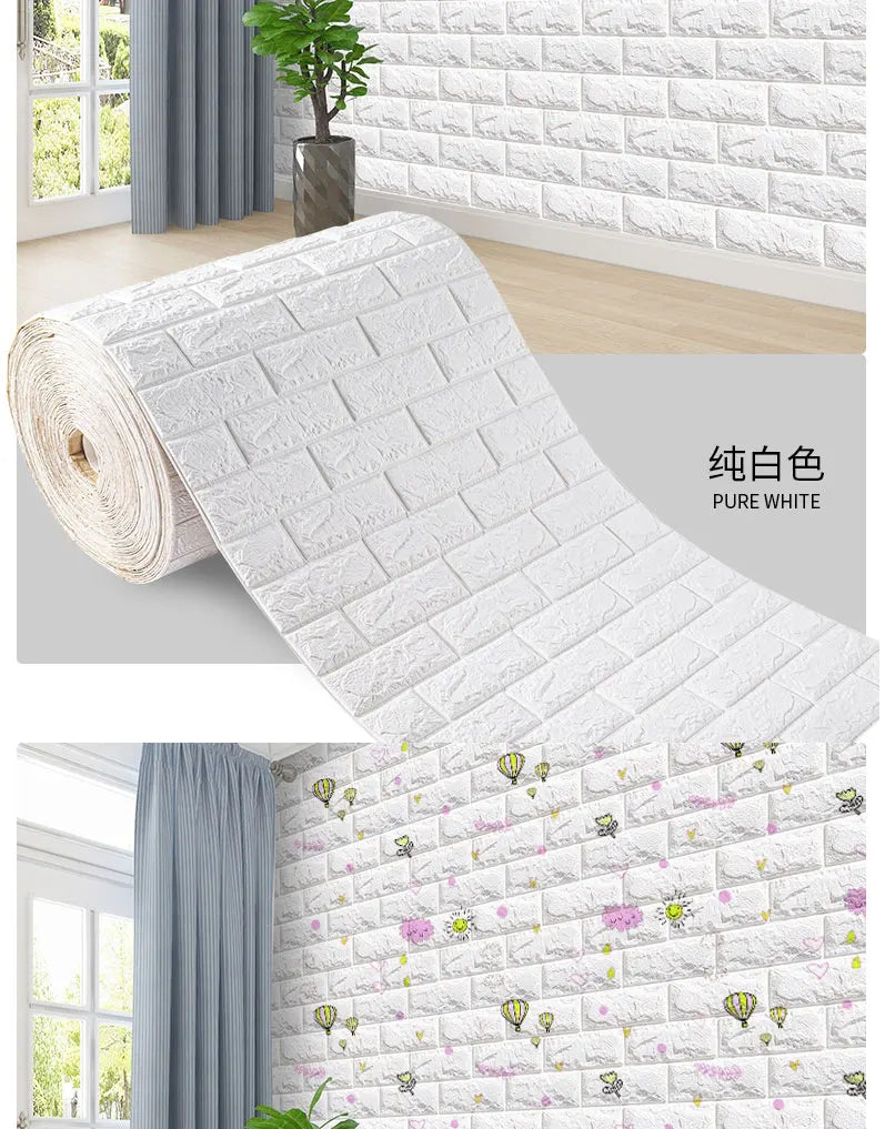 3D Foam Brick Wall Panels Stickers Self Adhesive Waterproof Living Room Wallpaper Wall Decal Home Decor Wallcovering TV Backdrop