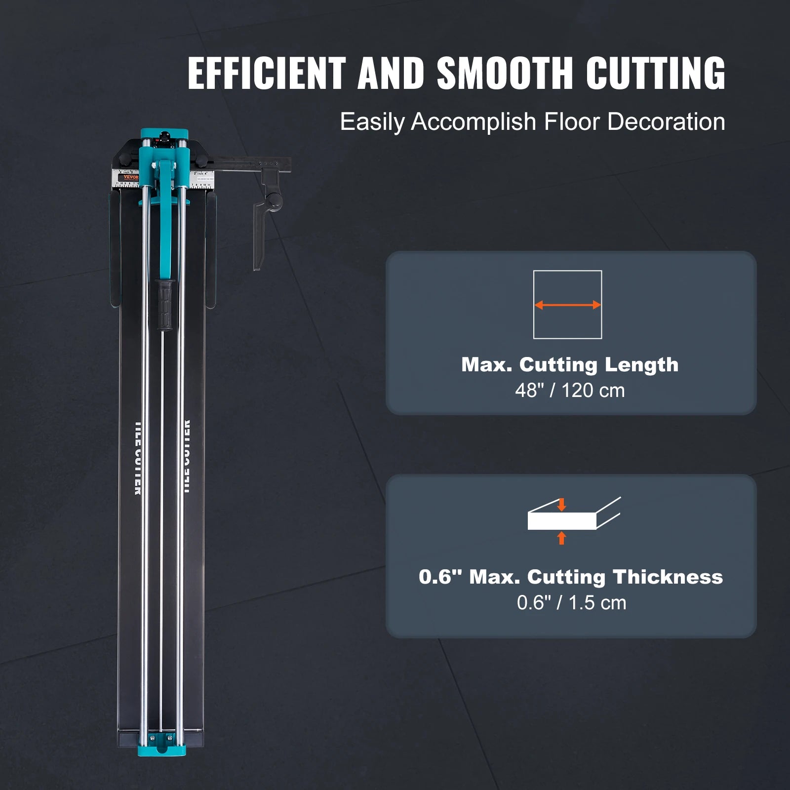 SucceBuy Manual Tile Cutter 48 in Porcelain Ceramic Tile Cutter with Tungsten Carbide Cutting Wheel Positioning Anti-Skid