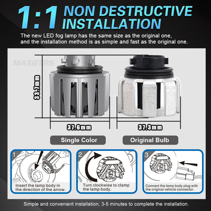 Replacement LED Fog Lights For Toyota &amp; Honda 3000K/6000K