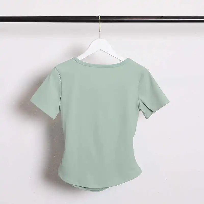 Sexy Fashion Women's Bodycon Gym Shirt with Chest Pad