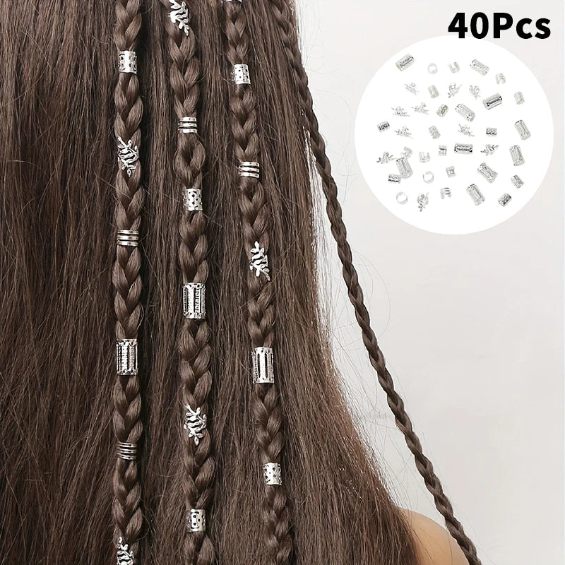 Bộ 40 Kẹp Tóc Vintage Vàng Bạc Cho Bím Tóc Đẹp