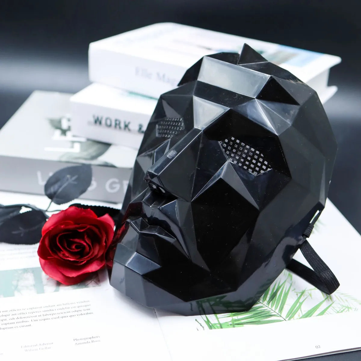 A black decorative mask, featuring a festive design, is ideal for cosplay parties, gala events, and decorative purposes. - Daisan Mart