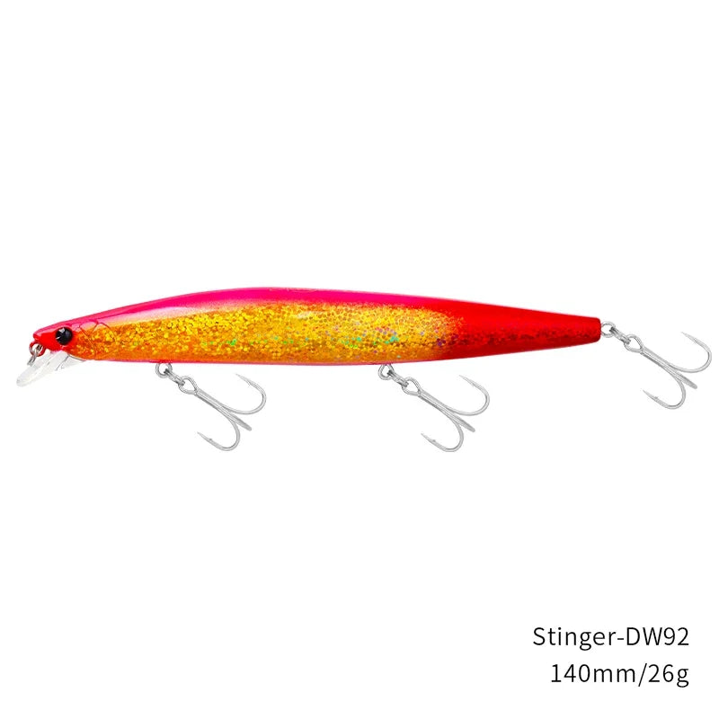 TSURINOYA Stinger 140S Fishing Lure Sinking Minnow DW92 140mm 26g Saltwater Seabass Ultra Long Casting Large Hard Baits Jerkbait